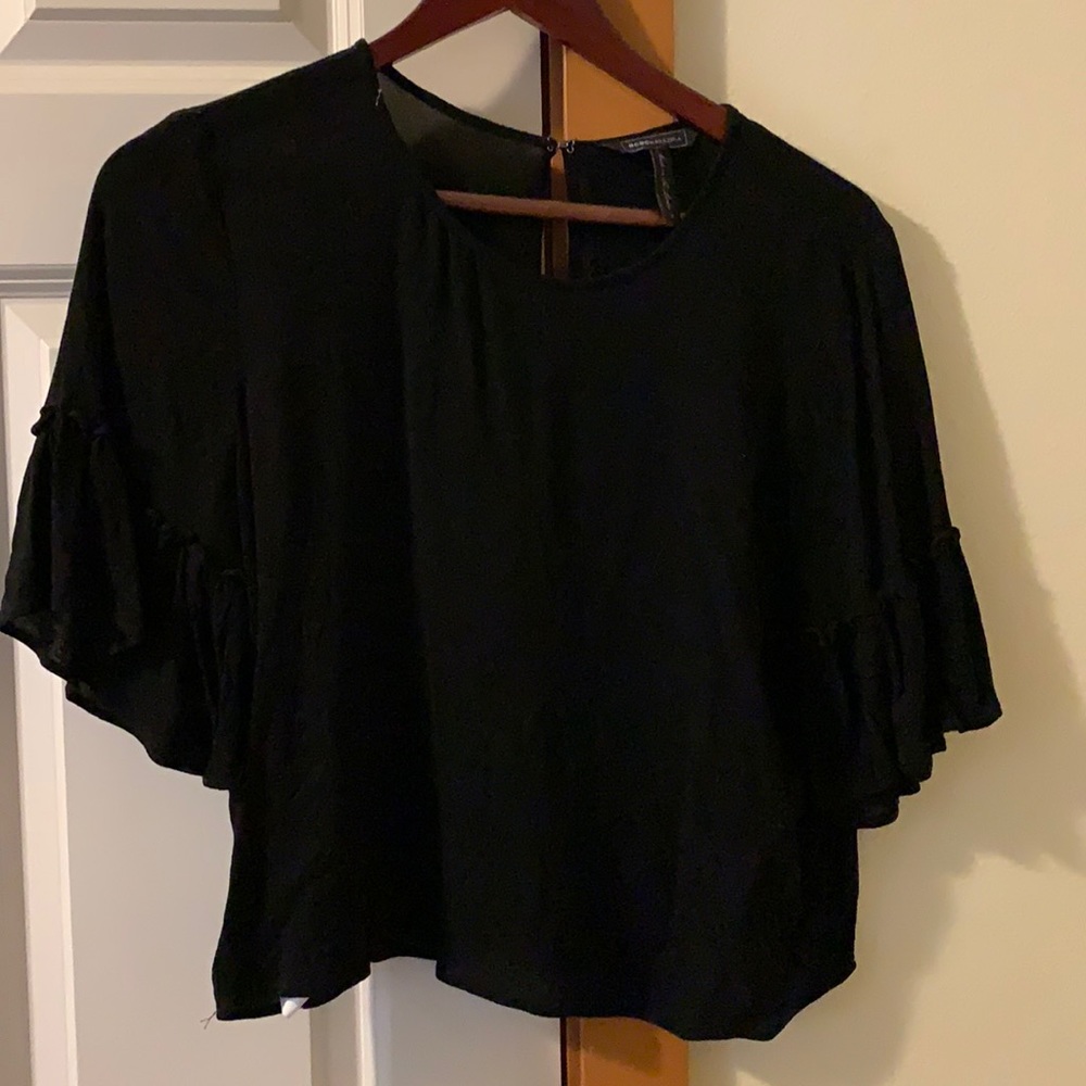 Bcbg crop blouse black
